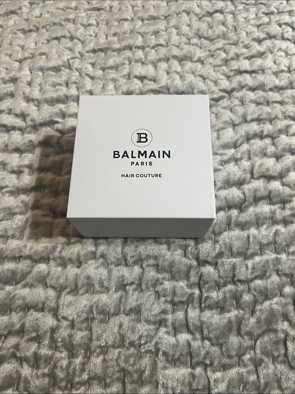 Balmain White Hair Couture Box with Black Logo